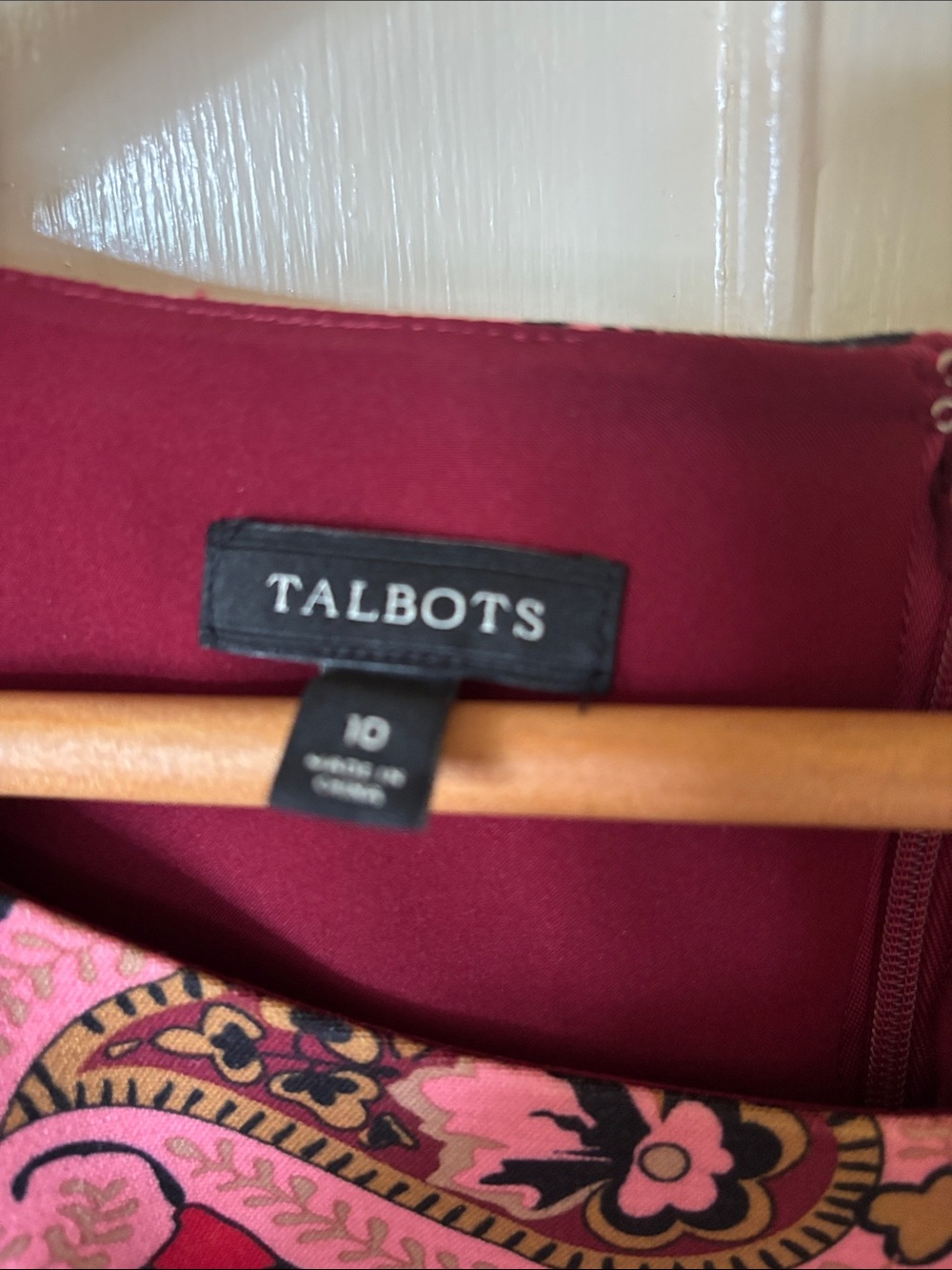 Talbots Red and Pink Paisley Shift Dress - Picture 2 of 3